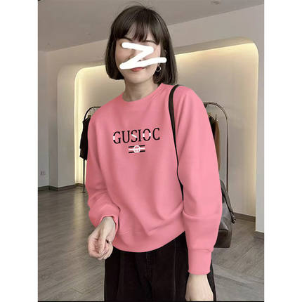 春秋季纯棉小个子长袖卫衣韩版时尚圆领宽松短款百搭上衣女ins潮