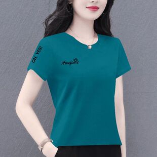 短款高腰纯棉女士短袖T恤女新款夏季宽松遮肚子洋气小个子体恤ins