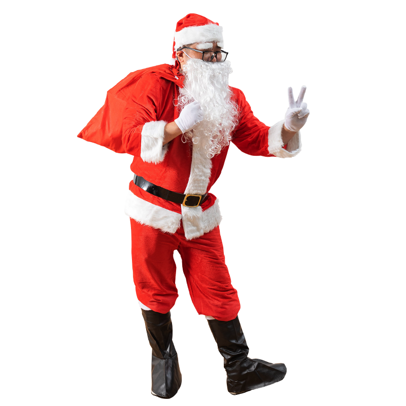 圣诞老人服装男大码金丝绒豪华公公爷爷圣诞节装妆衣服套装10件套