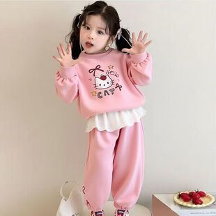 女童宝宝卫衣套装屁帘卡通两件套新款长袖圆领春秋季爆款洋气时髦