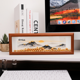 文创礼品日照金山梅里雪山创意生日乔迁礼物摆件桌面水墨画风相框