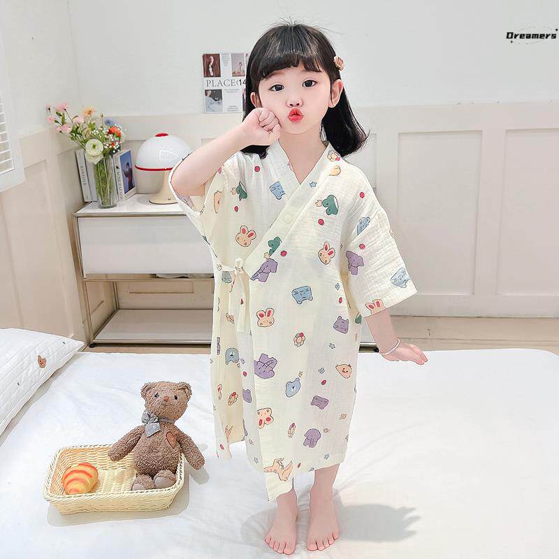 婴儿浴巾夏季棉宝宝洗澡浴袍儿童纱布睡衣夏款男女童家居服厂家