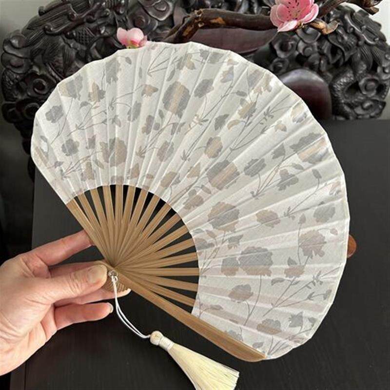 月亮扇 小清新日用女扇棉布折扇夏季携带小扇子贝壳葵形扇厂家