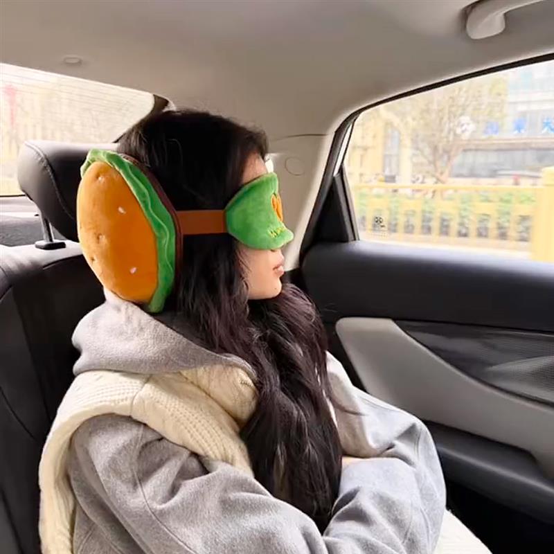 眼罩颈枕一体汉堡午睡枕U型枕护眼折叠遮光便携坐车靠枕午休厂家
