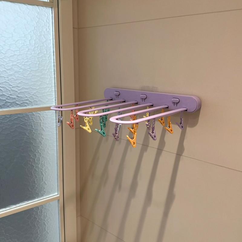 晒袜子神器 袜子晾衣架带夹子内衣内裤多夹子可折叠壁挂多厂家