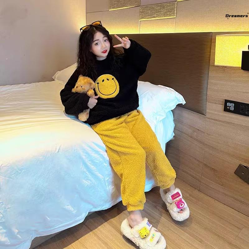 女童睡衣秋冬款2024新款儿童珊瑚