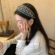 珍妮Feel 复古水钻格纹毛呢发箍宽边压发头箍洗脸发卡高级感发饰