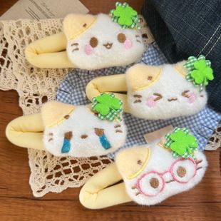 可爱毛绒四叶草猫咪发夹掰掰夹ins少女心侧边夹公仔卡通百搭发夹