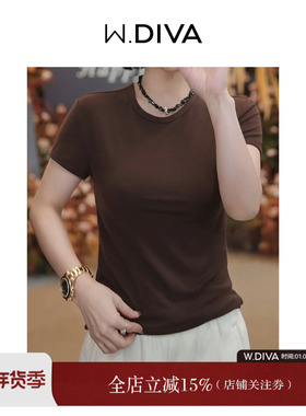 魏老板【共鸣】新款绵羊毛短袖T恤女秋季莱赛尔简约百搭半袖上衣t