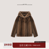 芬兰进口皇冠级短二连帽插肩袖 流金 水貂外套54C243146