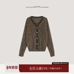 【斑驳月光】复古豹纹圆领羊绒开衫老钱风松弛感女53Z212497