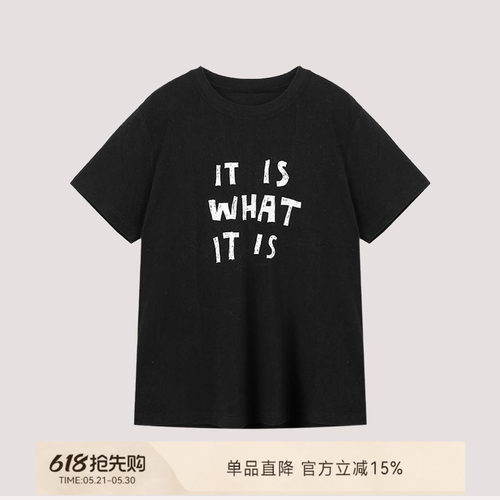 W.Diva夏季手绘字母短袖T恤女