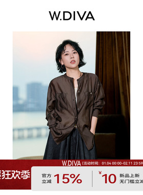 魏老板【棕情角落】松弛感莱赛尔优雅双口袋圆领衬衫女52S232173