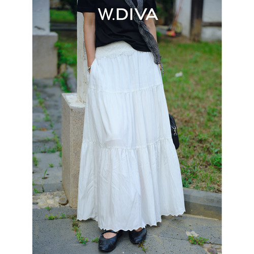 W.Diva法式蕾丝不贴腿A字半裙