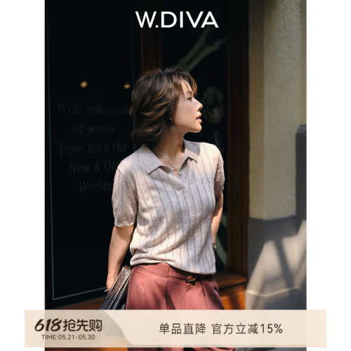 W.Diva亚麻混纺POLO短袖T恤女
