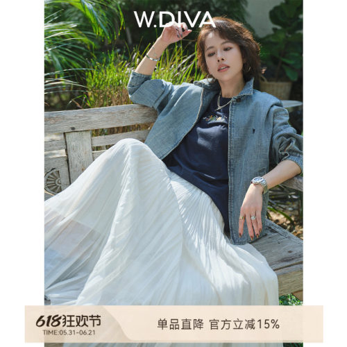 W.Diva蓝调牛仔纯棉收腰外套