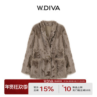 【慕斯绒光】亮泽丝滑单扣西装款小湖羊皮草老钱风54C242737