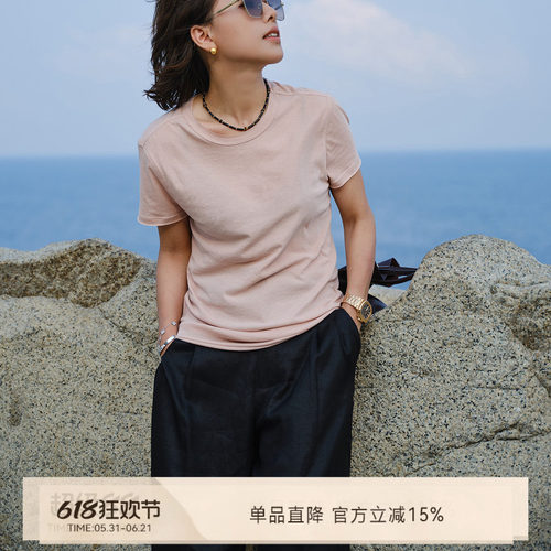 肌理夏日圆领休闲短袖T恤
