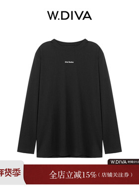 【闲刻】cleanfit百搭圆领刺绣字母基础长袖棉T恤53T132930