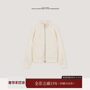 【半白】轻暖加绒简约款立领拉链卫衣外套米白色DWZWWL0413