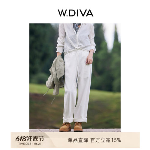 魏老板棉麻抽绳松紧腰九分牛仔裤