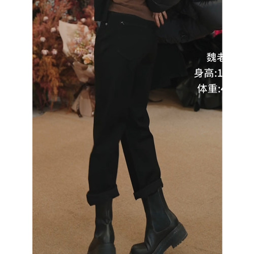高弹深兰系列百搭直筒长裤子