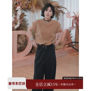 魏老板【涟漪】新款女夏休闲舒适圆领正肩半袖t修身小飞袖短袖T恤