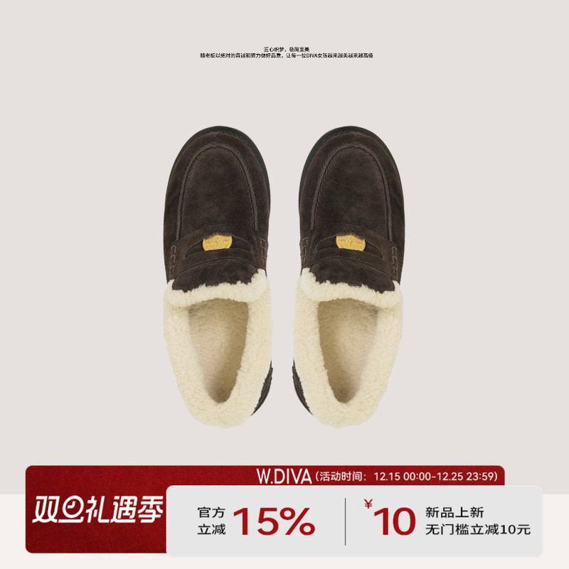 【金币毛毛鞋】冬季高丝光牛反绒毛毛乐福鞋休闲鞋54X113371