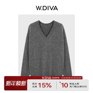 秋冬极简V领女53Z022894 桑蚕丝ROW风针织羊绒衫 纱幕