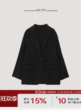 【昼夜】纯精纺羊绒半平驳领西装黑色优雅高级感53C202858