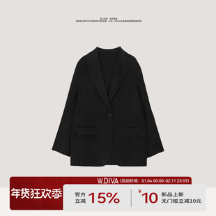 【昼夜】纯精纺羊绒半平驳领西装黑色优雅高级感53C202858