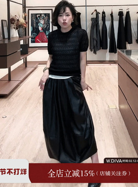 魏老板【云端】醋酸微透呼吸感洋气镂空圆领短袖针织衫52Z292240