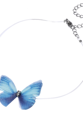 showdigu薄纱蝴蝶项链