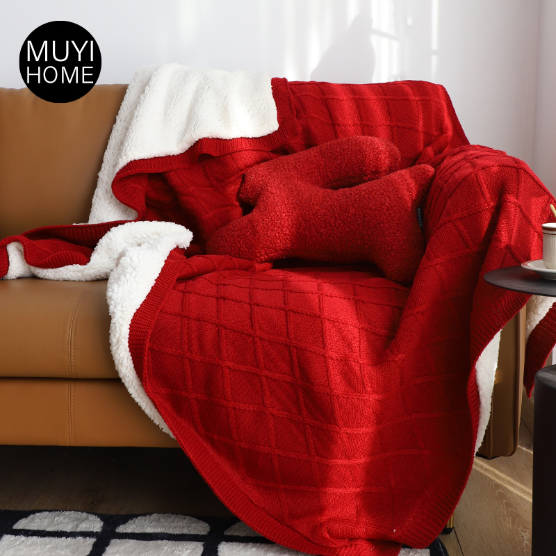 红色节日加绒加厚毛毯