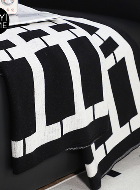 MUYI HOME现代都市风几何家用全棉毛毯客厅沙发盖毯飞机航空毯子