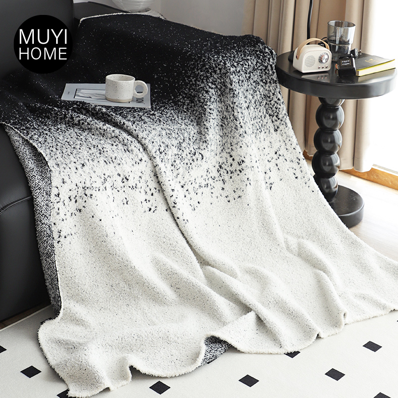 渐变星空灰色半边绒毛毯