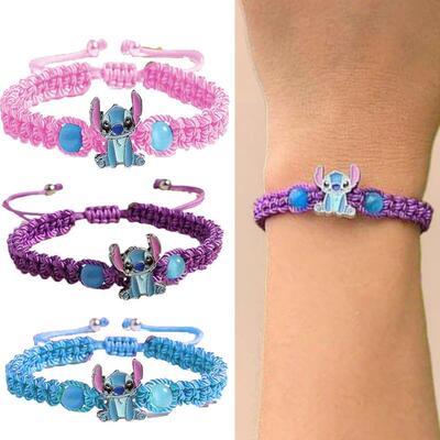 New Lilo and Stitch Bracelets Braided Rope Creative Couple B