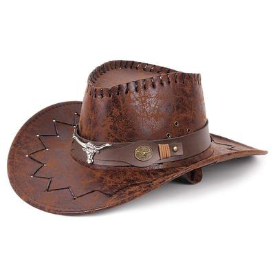 Cracked PU leather Knight hat西部牛仔帽