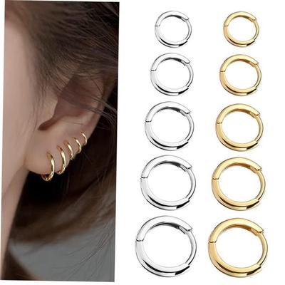 New Simple Stainless Steel Small Hoop Earrings for Women Men