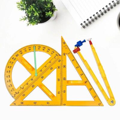 4x Math Geometry Rulers Stationery Protractor for Classroom