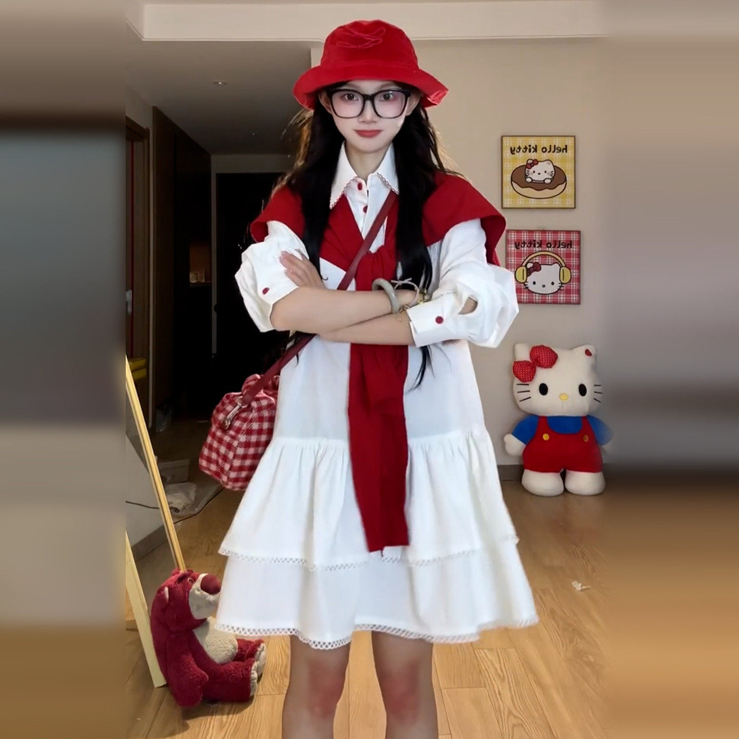 法式长袖白色衬衫连衣裙子女装2026新款早秋季小个子蛋糕a字短裙