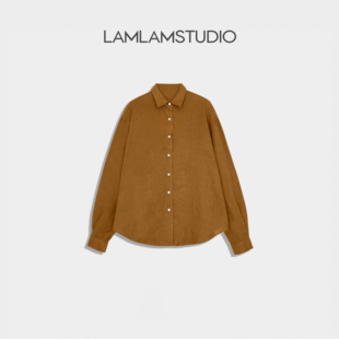 “南风谷”【14支100%亚麻】翻领天然贝壳扣衬衫 张一琳 L255614T