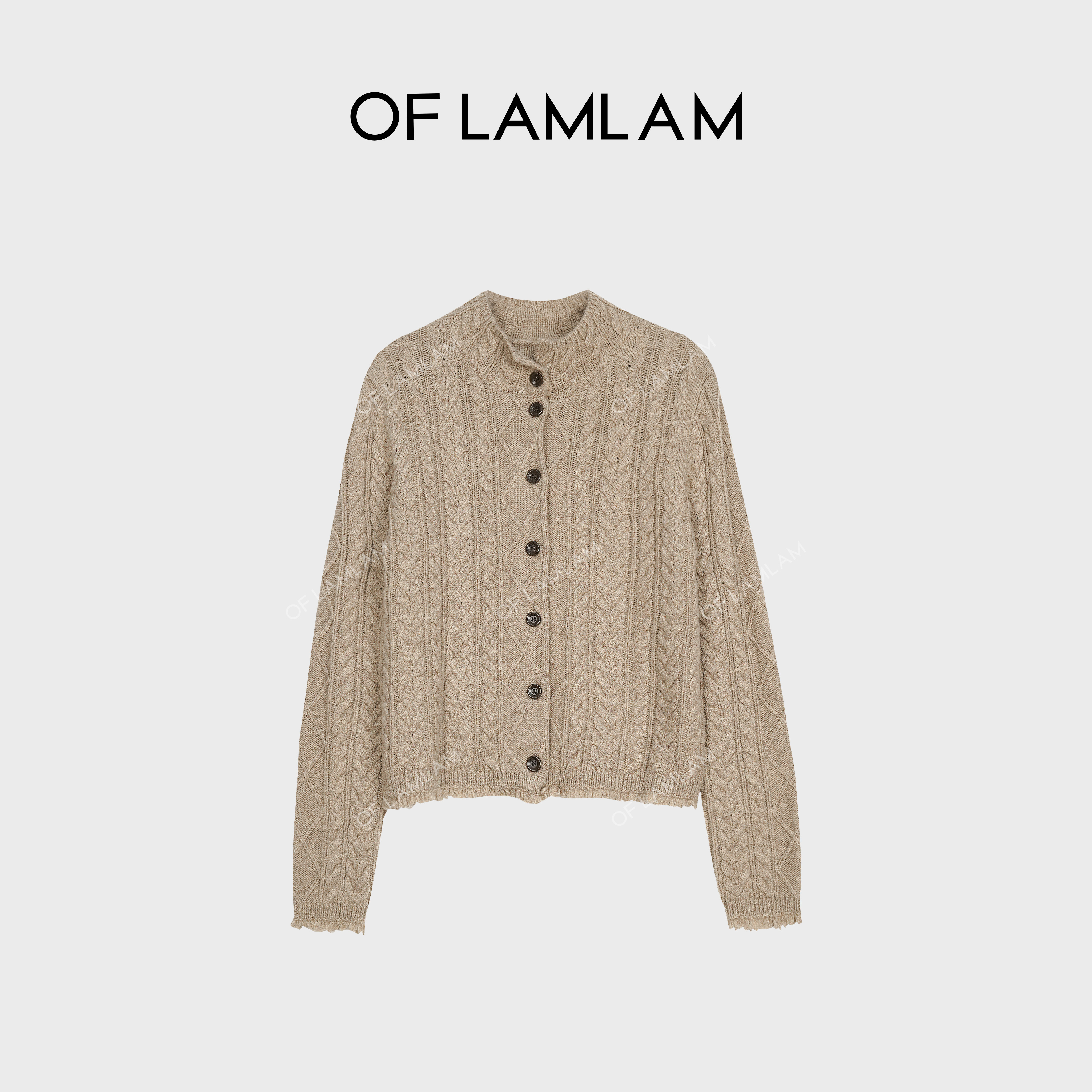 “率性复古”绵羊毛法式老钱风复古绞花针织开衫 OFLAMLAM MM166G