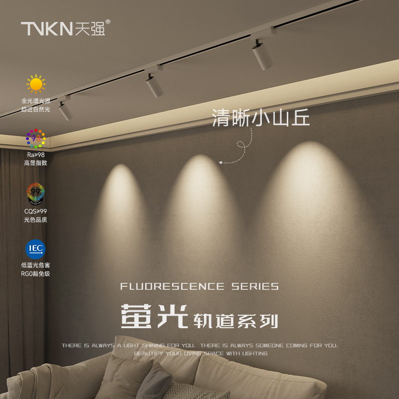 轨道射灯led家用客厅背景墙全光谱小山丘洗墙照明白色明装导轨灯