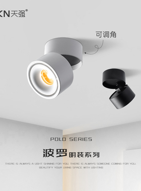 明装射灯折叠圆形天花灯COB全光谱可调角度家用白色防眩LED可旋转