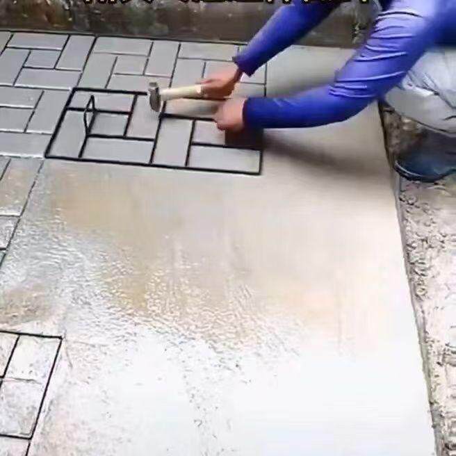 仿古过道水泥地面压花模具混凝土防滑路面施工钢材质花园广场庭院