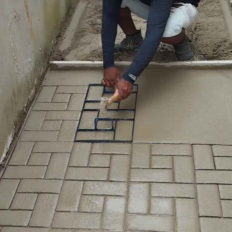 过道复古院子庭院园林印花钢材质防滑钢模具路面水泥混凝土田园