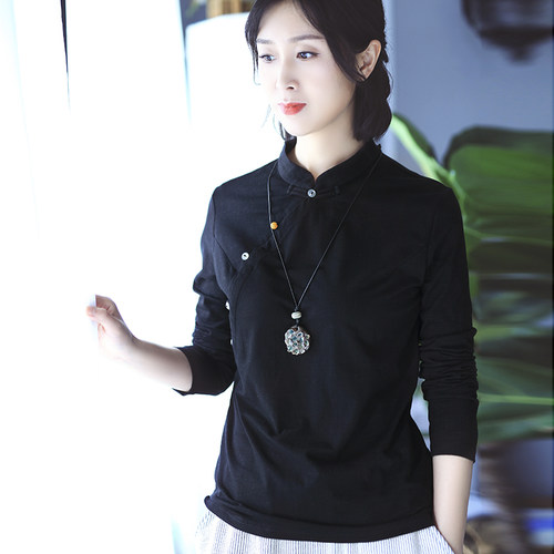 棉女通勤文艺中国风长袖