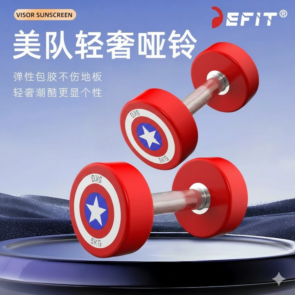 DEFIT美队哑铃cpu包胶180KG组合