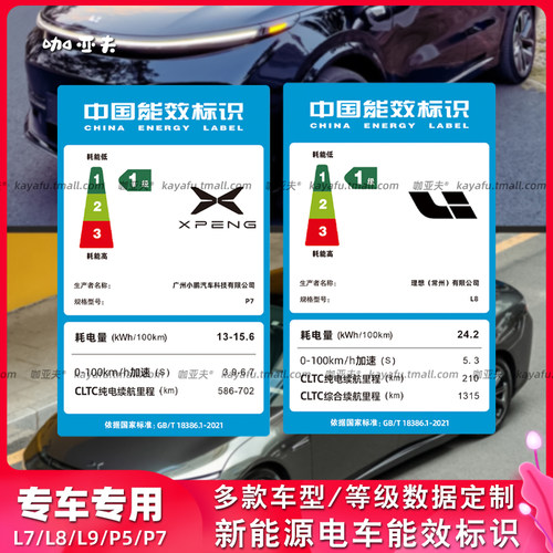 专车专用能效标识汽车贴